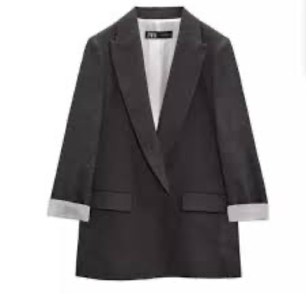LINEN BLAZER WITH PRINTED SLEEVES